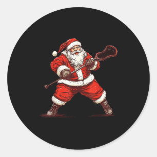 Tomte som spelar Lacrosse Rolig Lacrosse Lax Spela Runt Klistermärke