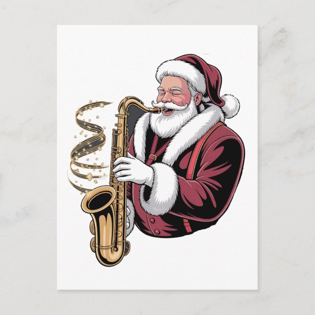 Tomte som spelar saxofon Xmas-musiker saxofonist  Inbjudan Vykort (Framsida)