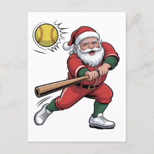 Tomte som spelar Softball Jul Spelare Sport Inbjudan Vykort