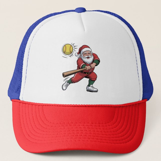Tomte som spelar Softball Jul Spelare Sport Keps (Framsida)