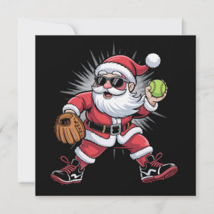 Tomte som spelar Softball som Pitcher Jul Sport Julkort