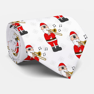Tomte som spelar trombon julbrassmusiker slips