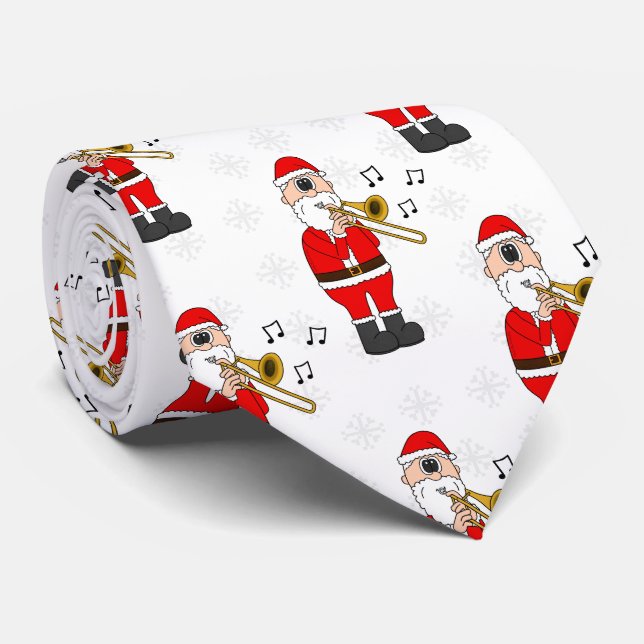 Tomte som spelar trombon julbrassmusiker slips (Rullad)