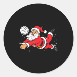 Tomte som spelar volleyboll Julpyjamas Cool Srt Runt Klistermärke