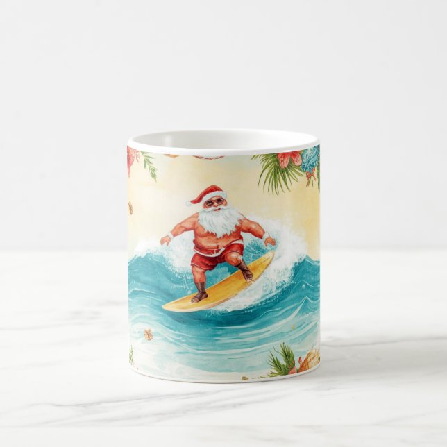 Tomte som surfar på julhelgen kaffemugg (Center)