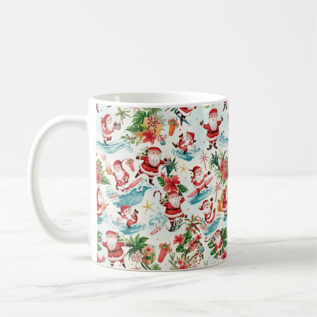 Tomte som surfar på julledighet kaffemugg (Vänster)