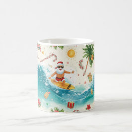 Tomte som surfar på julledighet kaffemugg