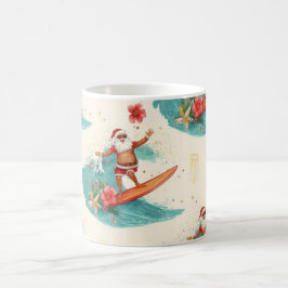 Tomte som surfar på julledighet kaffemugg