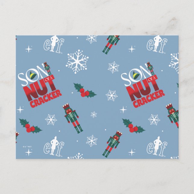 Tomte "Son of a Nutcracker" Vinter Mönster Helg Vykort (Framsida)