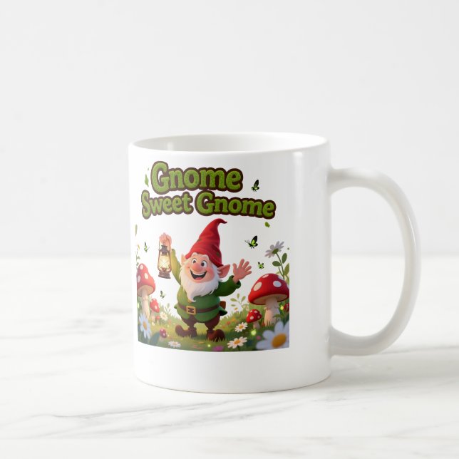 Tomte Söt Tomte Excentrisk Trädgårdstomt Grafik Kaffemugg (Höger)