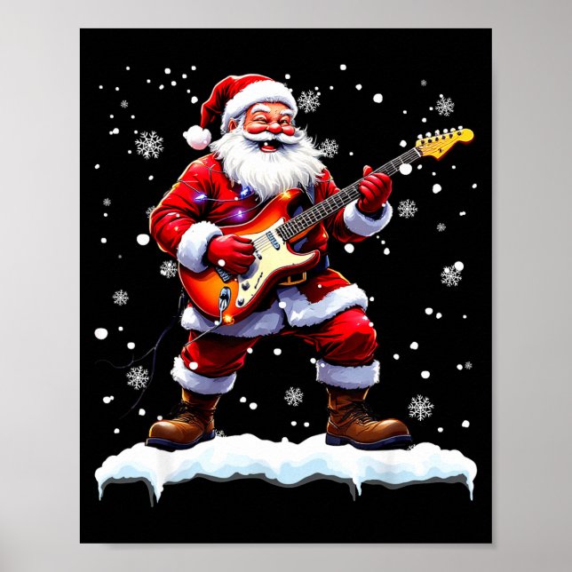 Tomte spelar B-gitarr jul julsång Musik  Poster (Framsidan)