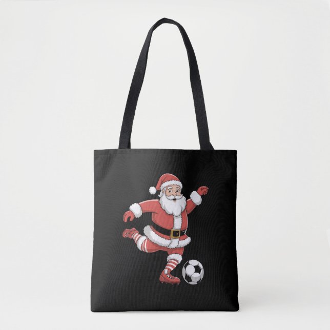 Tomte spelar fotboll jul sport tygkasse (Framsida)