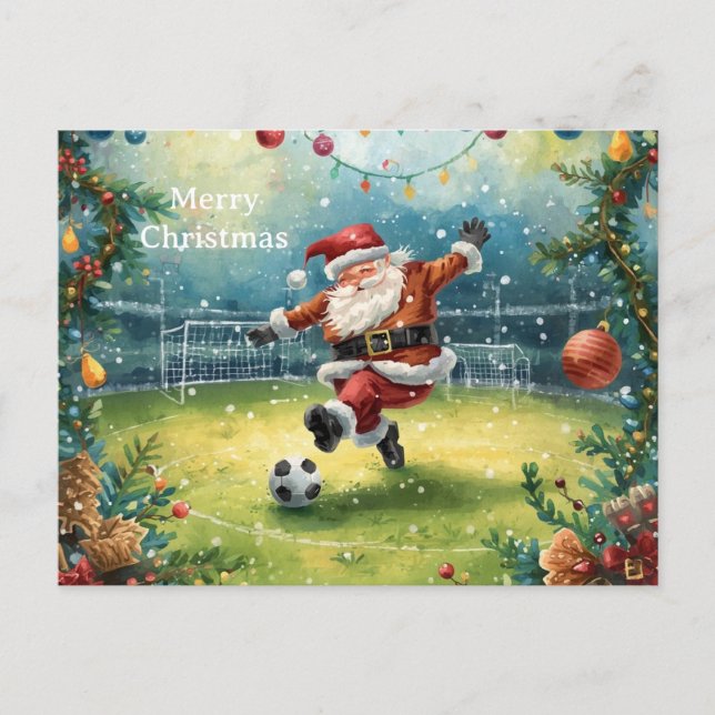 Tomte spelar fotboll julhelg  helg vykort (Framsida)