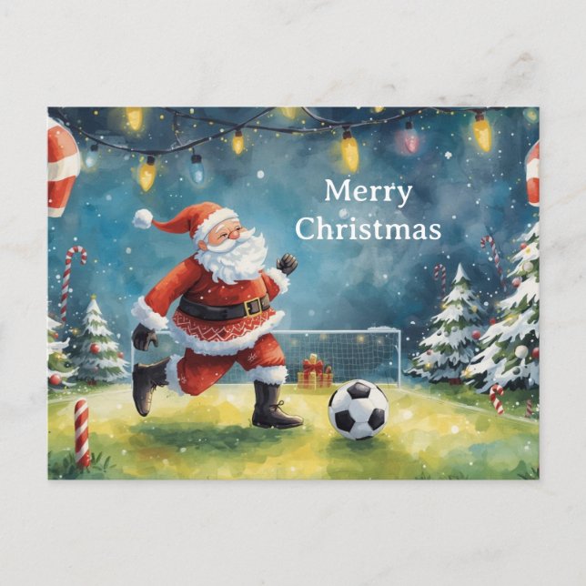 Tomte spelar fotboll julhelg  helg vykort (Framsida)