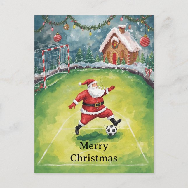 Tomte spelar fotboll julhelg  helg vykort (Framsida)