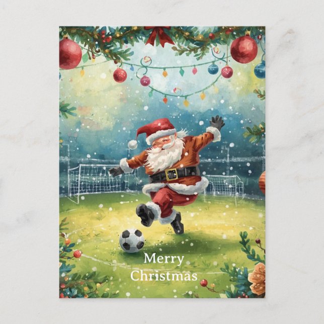 Tomte spelar fotboll julhelg  helg vykort (Framsida)