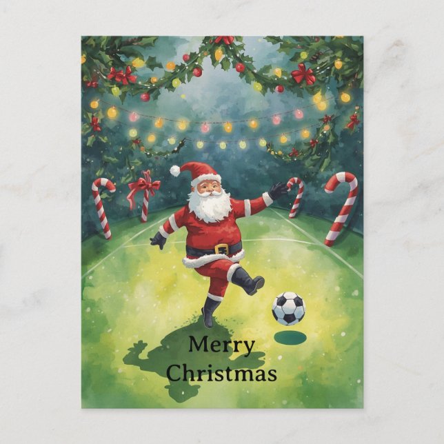 Tomte spelar fotboll julhelg  helg vykort (Framsida)