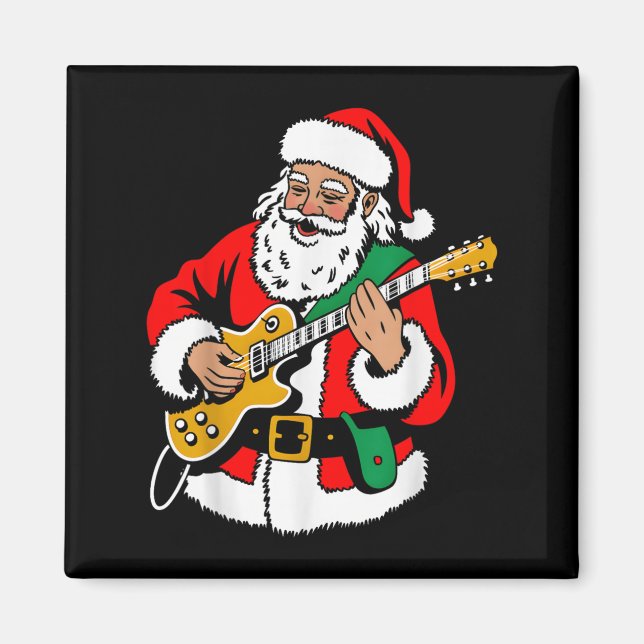 Tomte spelar gitarr rock julstämning rolig jul magnet (Framsidan)