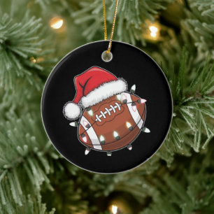 Tomte Sport Jul Amerikansk Fotboll Älskare Julgransprydnad Keramik