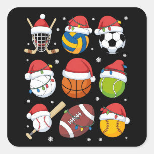 Tomte Sport Jul Sport Boll Spelare Älskare Fyrkantigt Klistermärke