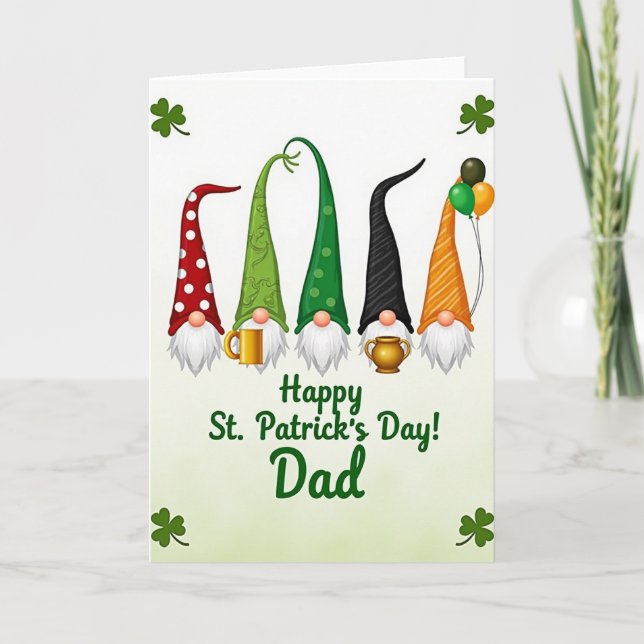 Tomte St Patricks Day Pappas Kort (Framsida)