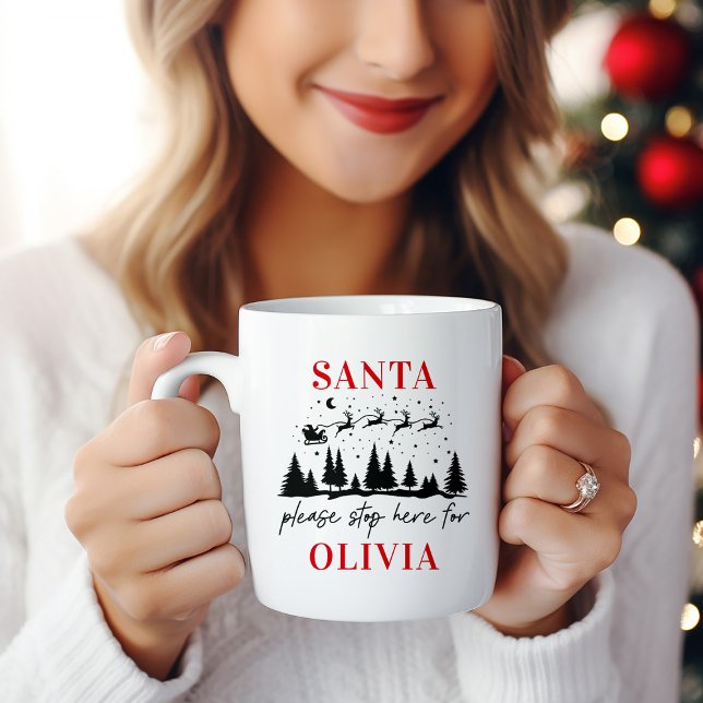 Tomte, stanna här för julen traditionell kaffemugg (Skapare uppladdad)