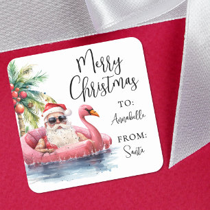 Tomte Strand Julklapps Klistermärke