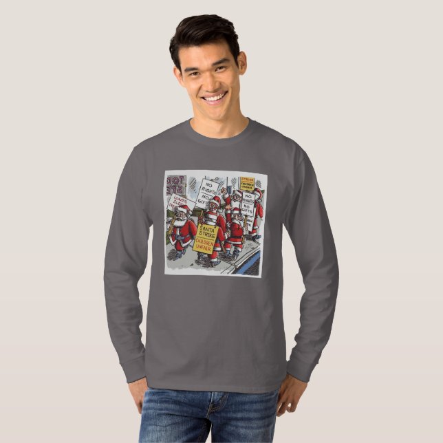 Tomte Strejk män röker grå långärmad T-shirt (Hel framsida)