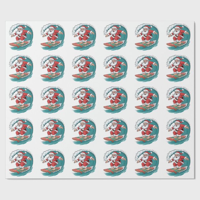 Tomte Surfing Jul Surf X-mas Festiv Högtid Presentpapper (Platt)