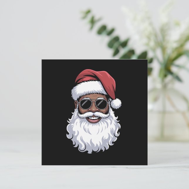 Tomte Svart Xmas Tomte Afro Afroamerikan Inbjudningar (Stående Fram)