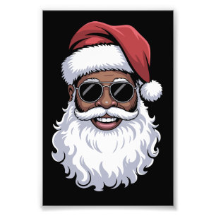 Tomte Svart Xmas Tomte Afro Afroamerikansk Fototryck