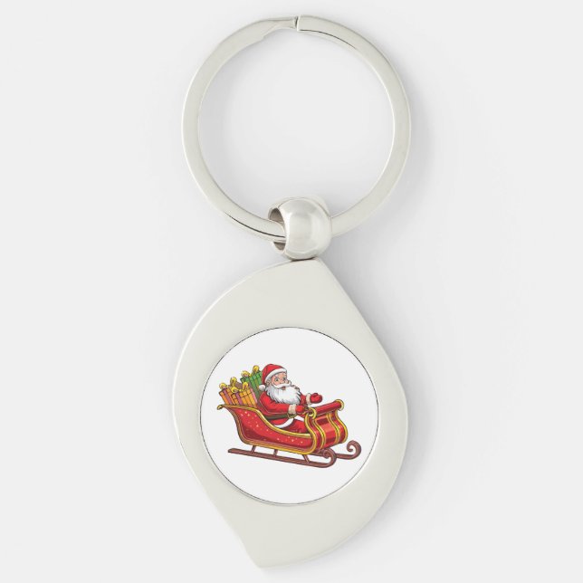 Tomte Swirl Silverfärgad Nyckelring (Framsidan)