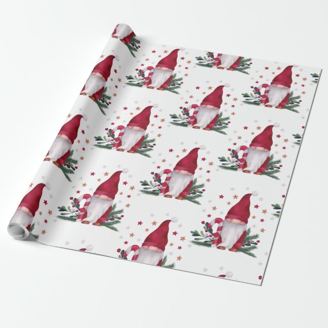 Tomte Tallgren Stjärnor God Jul Presentpapper (Utrullad)