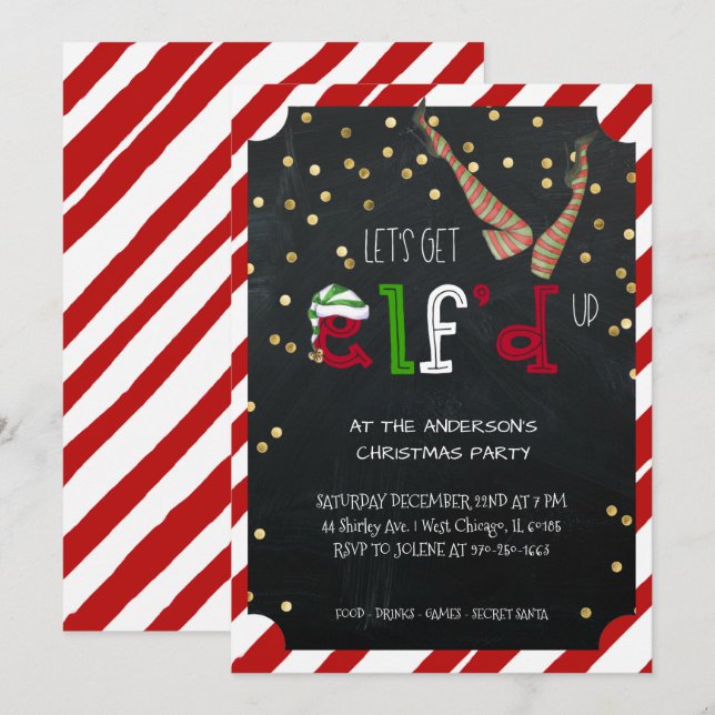 Tomte-tema Julfest Inbjudningar (Fram/baksida)