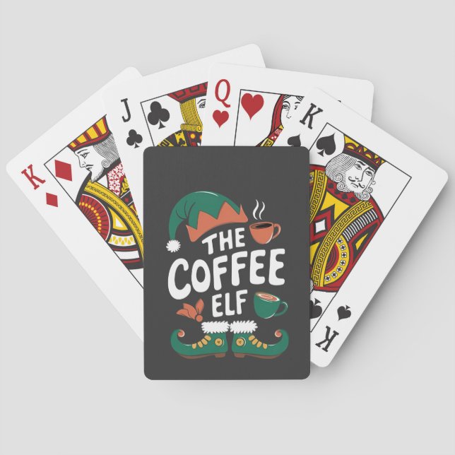 Tomte till julkaffe Rolig koffein Julälskare   Casinokort (Baksidan)