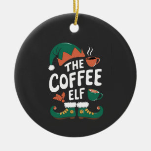 Tomte till julkaffe Rolig koffein Julälskare Julgransprydnad Keramik