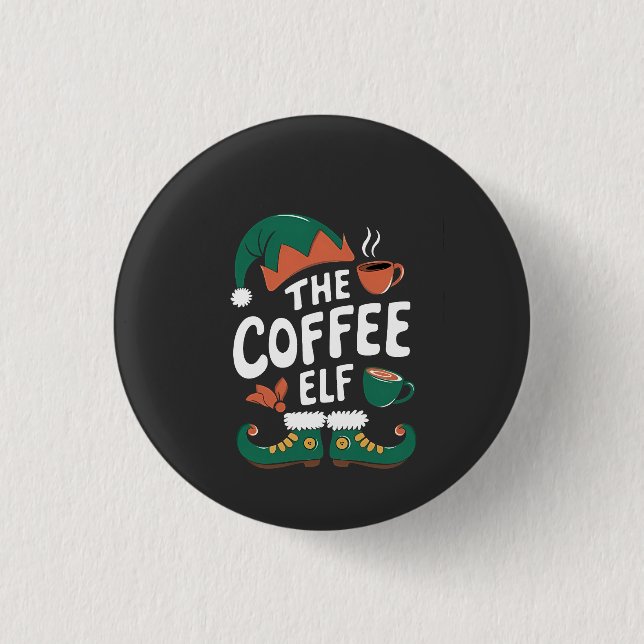 Tomte till julkaffe Rolig koffein Julälskare   Knapp (Framsida)