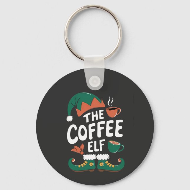 Tomte till julkaffe Rolig koffein Julälskare   Nyckelring (Framsida)