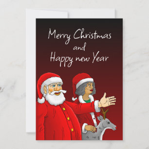 Tomte, Tomtes fru och Rudolf ren Julkort