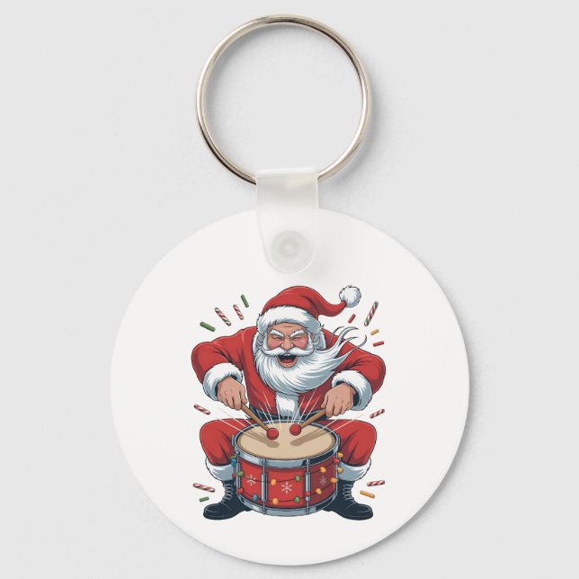 Tomte trummar jul trummis jul  nyckelring (Framsida)