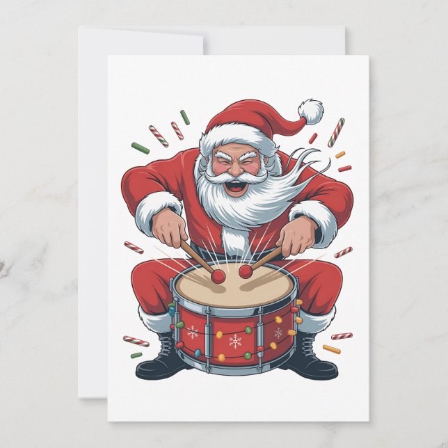 Tomte trummar jul trummis jul  tack kort (Framsida)