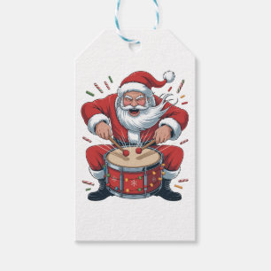 Tomte trummar jul trummis Xmas Presentetikett