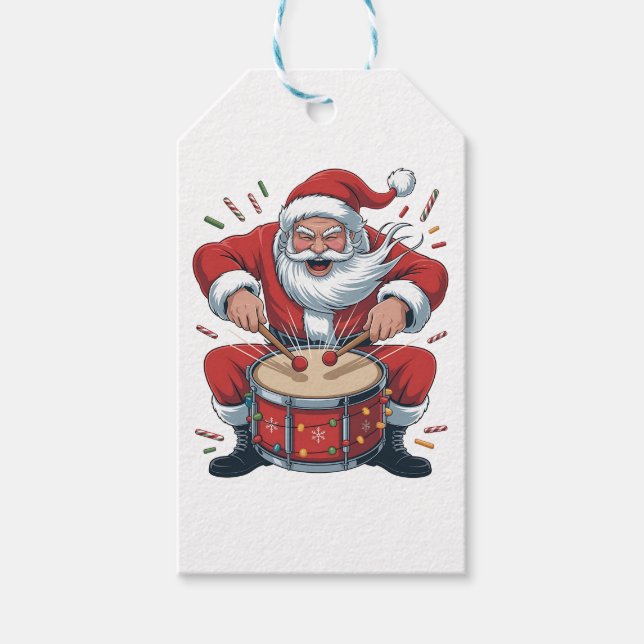 Tomte trummar jul trummis Xmas  Presentetikett (Framsidan)