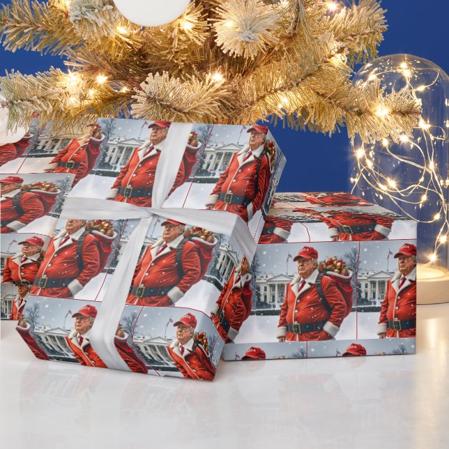 Tomte Trump Med Röd Säck Presentpapper (Helgdagar)