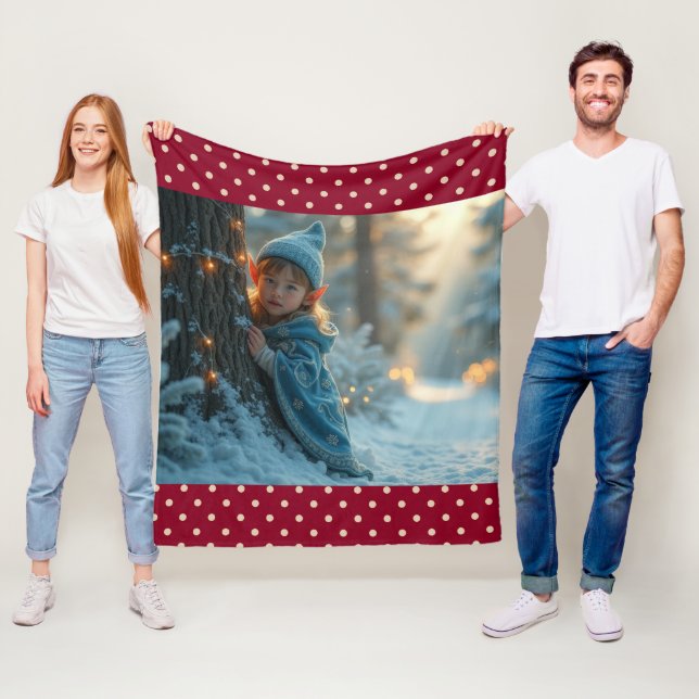 Tomte vid nordpolen på vintern fleecefilt (På plats)
