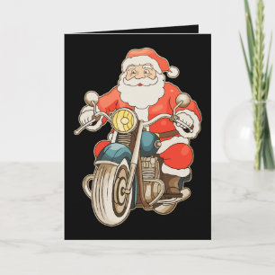 Tomte Vintage Motorcykel Biker Jul Xmas Kort