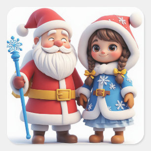 🎅 Tomte Vinter Högtid Magi ❄️ Fyrkantigt Klistermärke