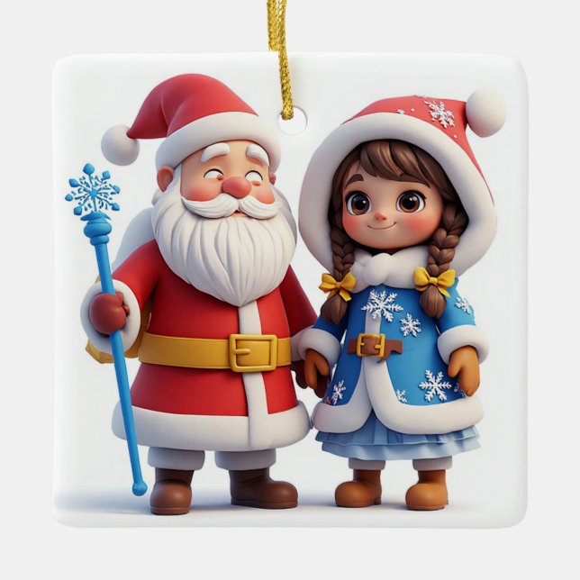 🎅 Tomte Vinter Högtid Magi ❄️ Julgransprydnad Keramik (Framsida)