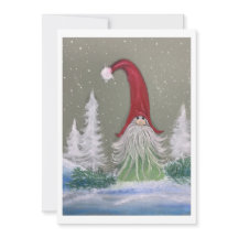 Tomte vinterscen Platt julkort