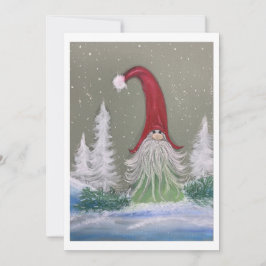 Tomte vinterscen Platt julkort